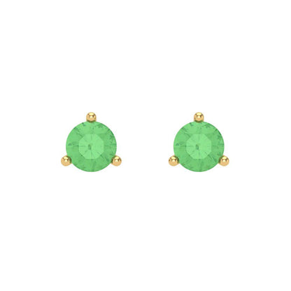 1 ctw Green Zirconia Studs Earrings | 5mm Round Cut White Gold Screw back | April Birthstone