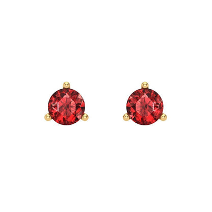1 ctw Garnet Studs Earrings | 5mm Round Cut White Gold Screw back | January Birthstone