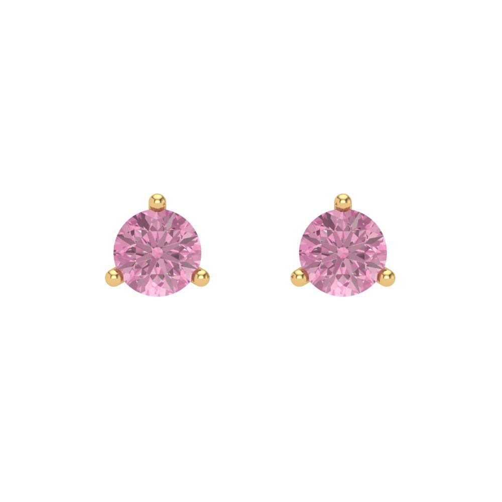 1 ctw Pink Zirconia Studs Earrings | 5mm Round Cut White Gold Screw back | April Birthstone