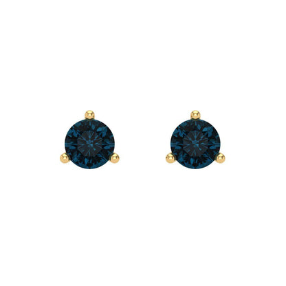 1 ctw London Blue Topaz Studs Earrings | 5mm Round Cut White Gold Screw back | December Birthstone