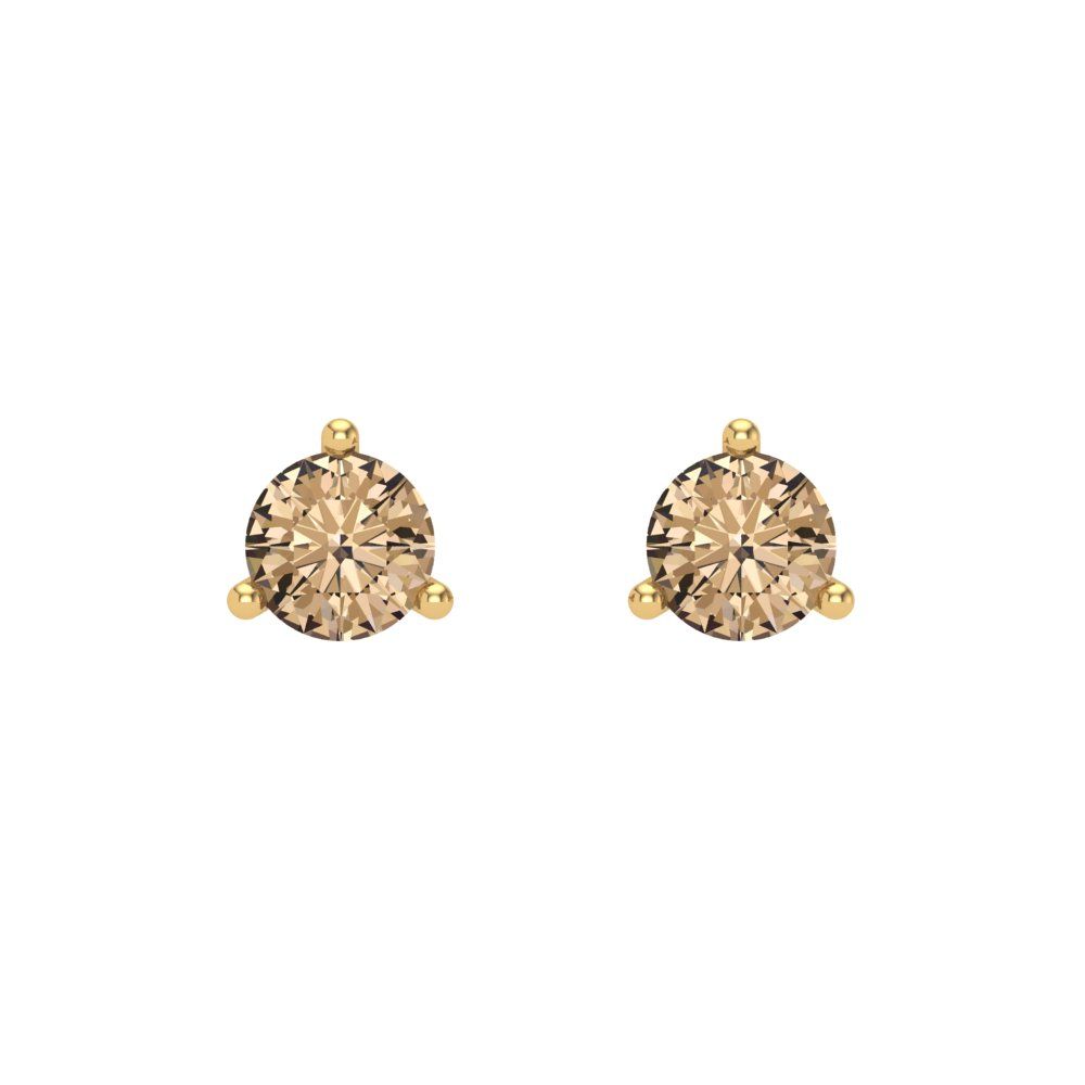 1 ctw Yellow Moissanite Studs Earrings | 5mm Round Cut White Gold Screw back | April Birthstone