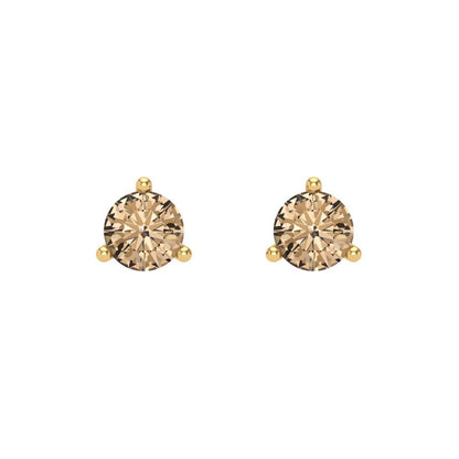 1 ctw Yellow Moissanite Studs Earrings | 5mm Round Cut White Gold Screw back | April Birthstone