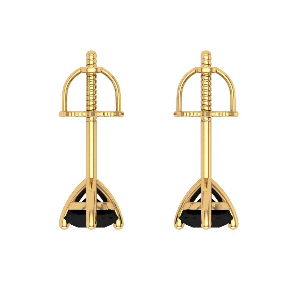 1 ctw Onyx Studs Earrings | 5mm Round Cut White Gold Screw back | July Birthstone