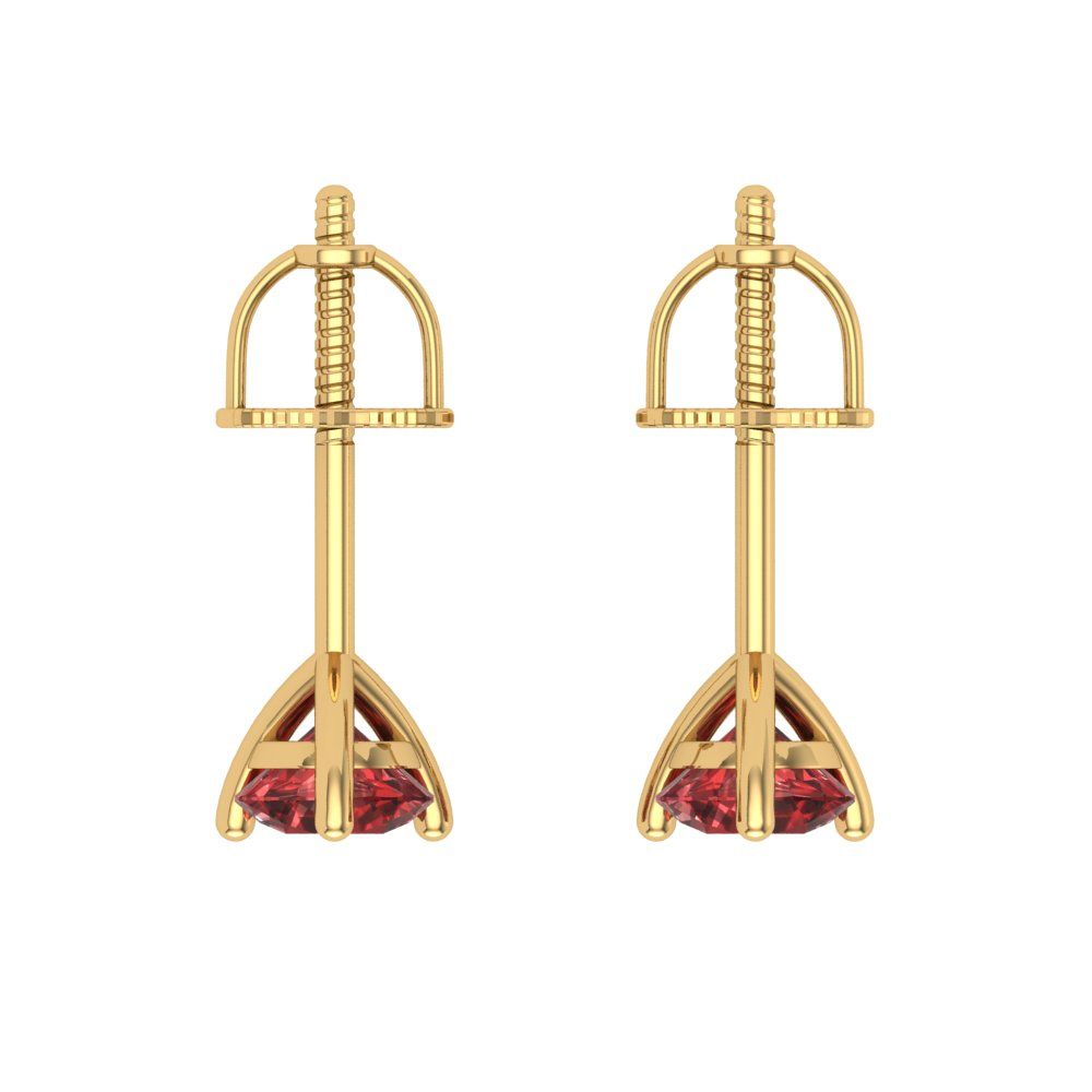 1 ctw Garnet Studs Earrings | 5mm Round Cut White Gold Screw back | January Birthstone