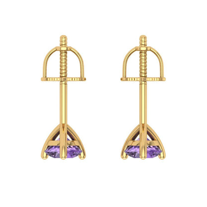 1 ctw Alexandrite Studs Earrings | 5mm Round Cut White Gold Screw back | June Birthstone