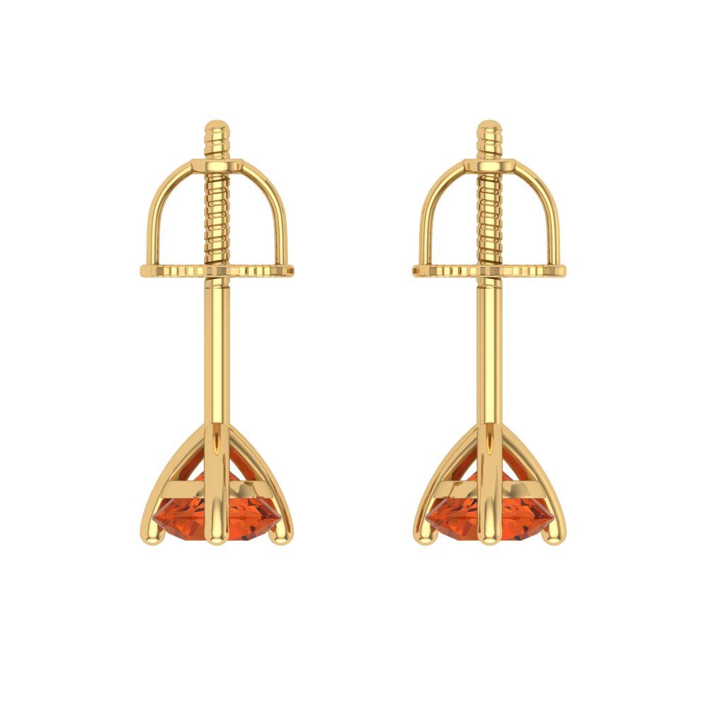 1 ctw Red Zirconia Studs Earrings | 5mm Round Cut White Gold Screw back | April Birthstone