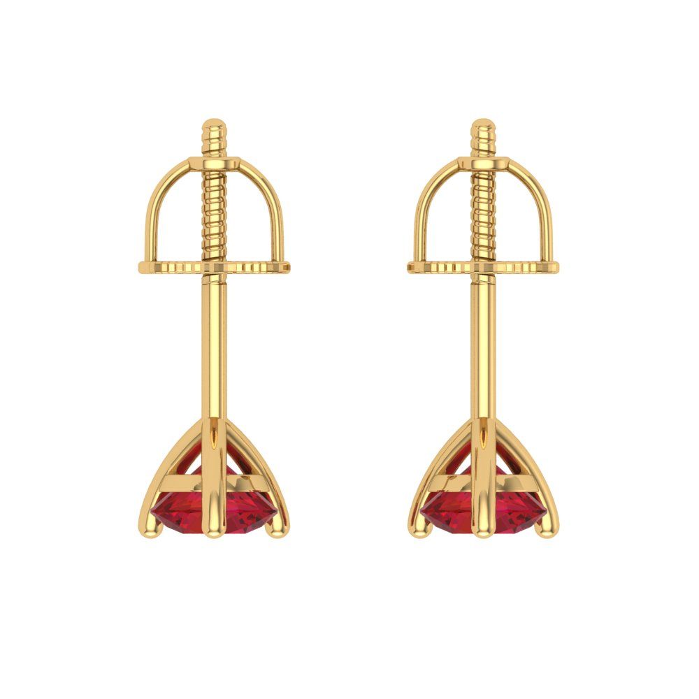 1 ctw Ruby Studs Earrings | 5mm Round Cut White Gold Screw back | July Birthstone