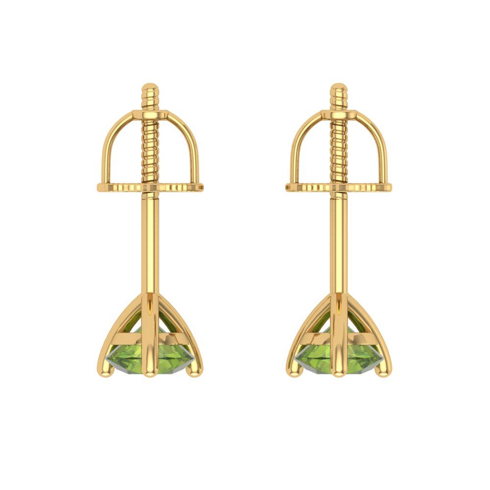 1 ctw Peridot Studs Earrings | 5mm Round Cut White Gold Screw back | August Birthstone