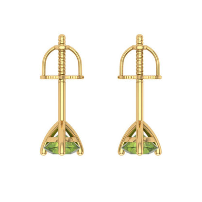 1 ctw Peridot Studs Earrings | 5mm Round Cut White Gold Screw back | August Birthstone