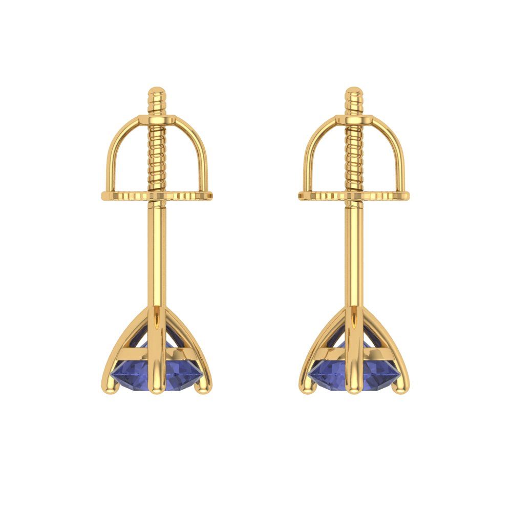 1 ctw Tanzanite Studs Earrings | 5mm Round Cut White Gold Screw back | December Birthstone