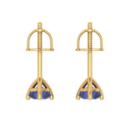 1 ctw Tanzanite Studs Earrings | 5mm Round Cut White Gold Screw back | December Birthstone