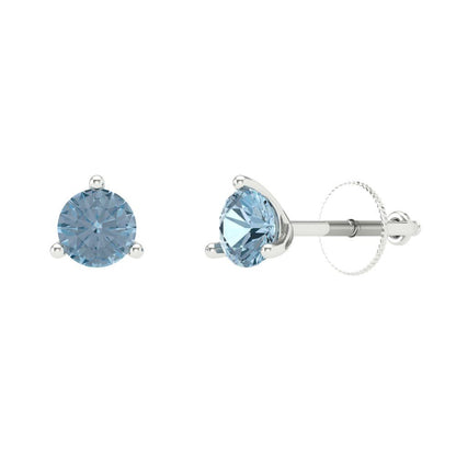 0.5cttw Aquamarine Gold-Plated 925 Silver Screw Back Stud Earrings