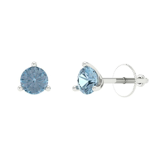 0.5cttw Aquamarine Gold-Plated 925 Silver Screw Back Stud Earrings