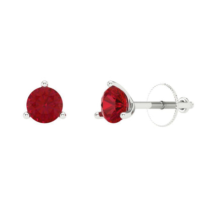 0.5 ctw Pink Tourmaline Studs Earrings | 4.0mm Round Cut White Gold Screw back | April Birthstone