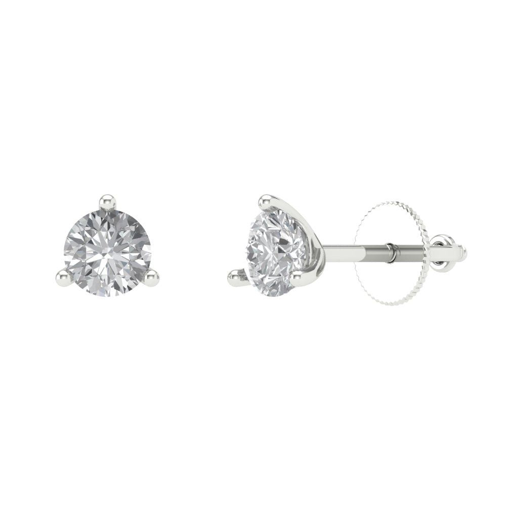 0.5 ctw Moissanite Studs Earrings | 4.0mm Round Cut White Gold Screw back | April Birthstone