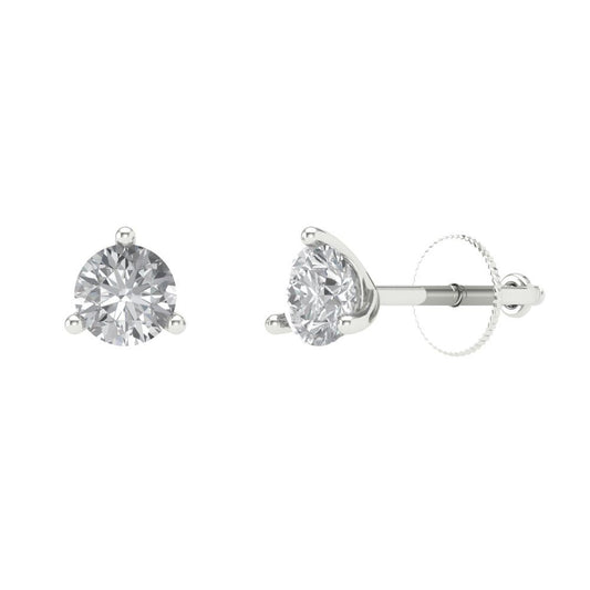 0.5 ctw Moissanite Studs Earrings | 4.0mm Round Cut White Gold Screw back | April Birthstone