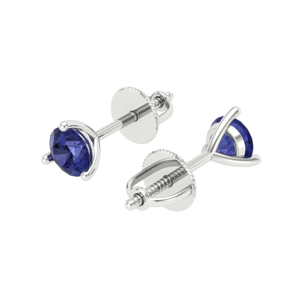 0.5 ctw Tanzanite Studs Earrings | 4.0mm Round Cut White Gold Screw back | December Birthstone