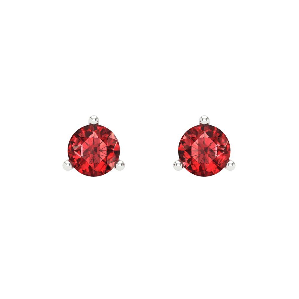 0.5 ctw Garnet Studs Earrings | 4.0mm Round Cut White Gold Screw back | January Birthstone