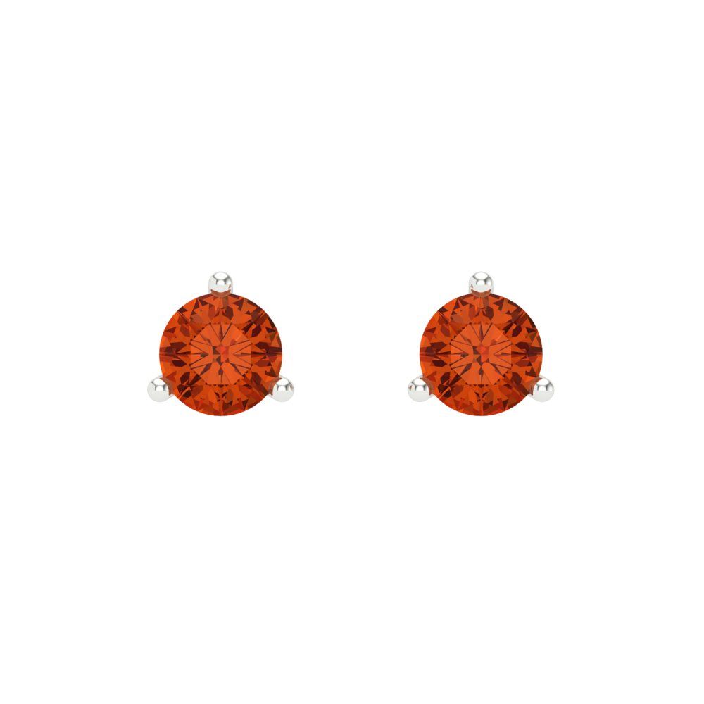 0.5 ctw Red Zirconia Studs Earrings | 4.0mm Round Cut White Gold Screw back | April Birthstone