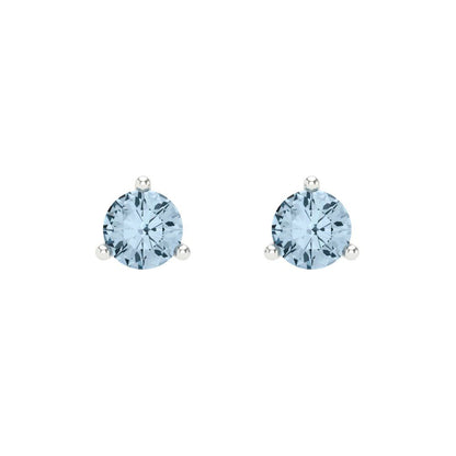 0.5 ctw Sky Blue Topaz Studs Earrings | 4.0mm Round Cut White Gold Screw back | December Birthstone