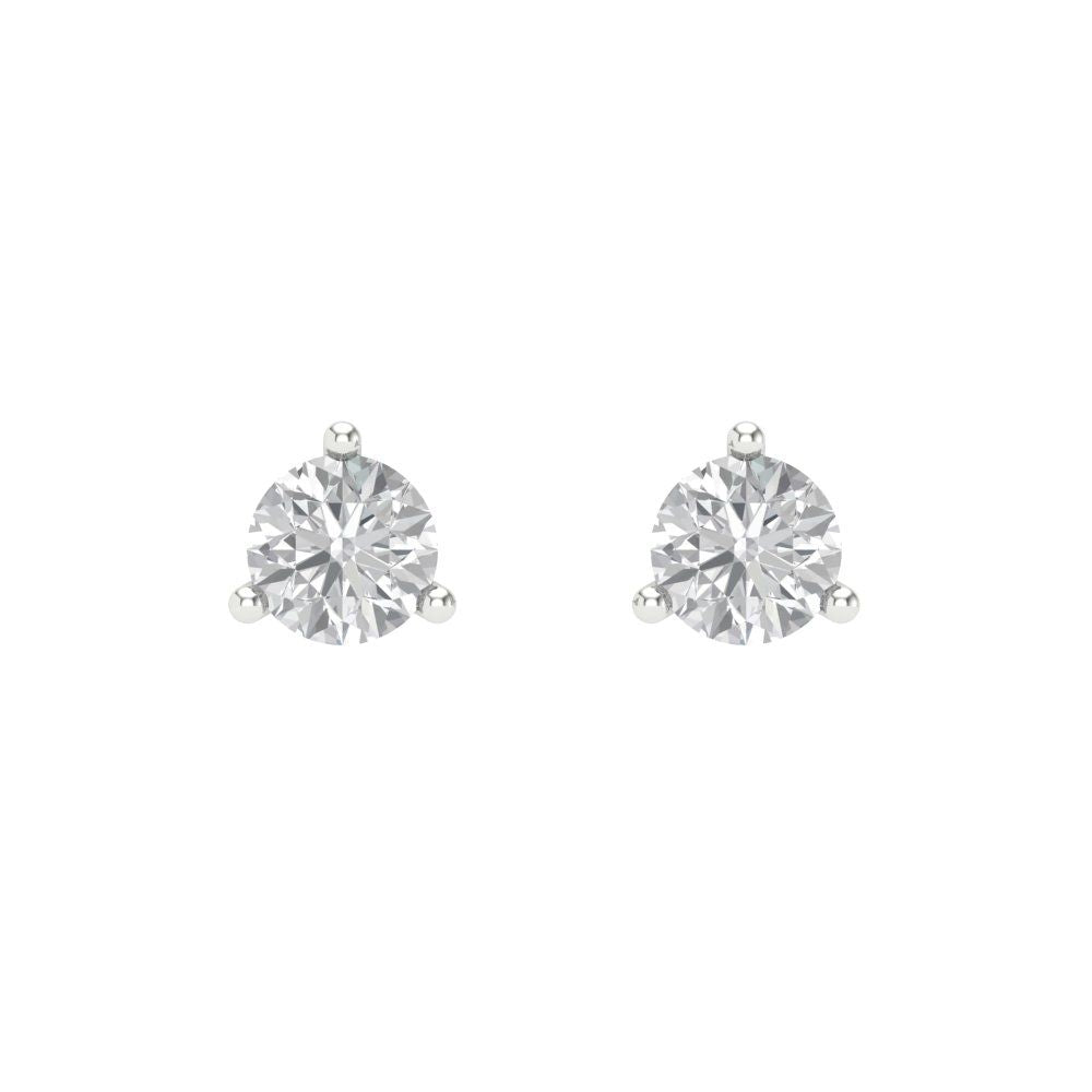 0.5 ctw White Sapphire Studs Earrings | 4.0mm Round Cut White Gold Screw back | April Birthstone