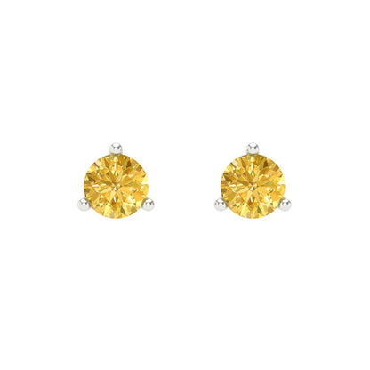 0.5 ctw Citrine Studs Earrings | 4.0mm Round Cut White Gold Screw back | November Birthstone