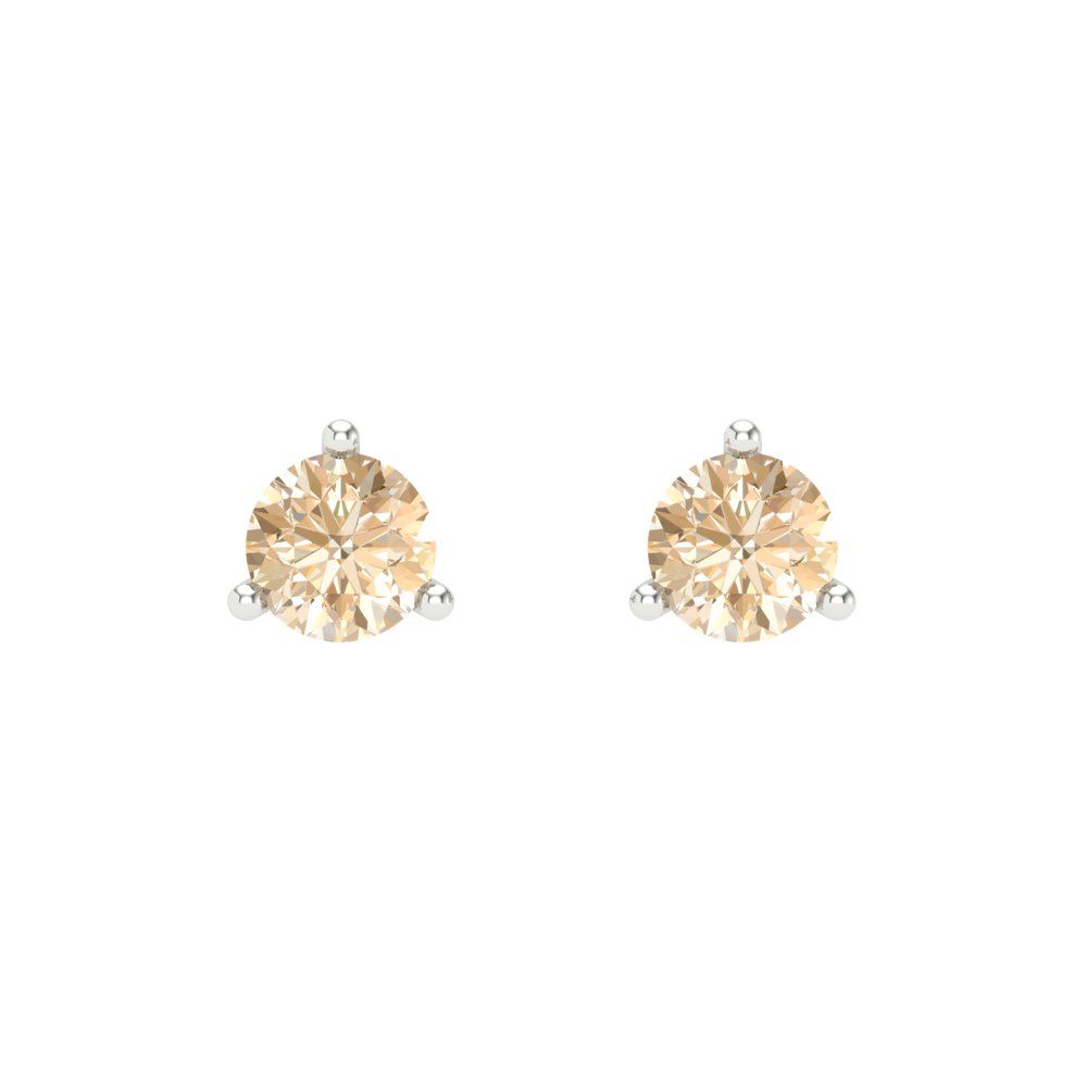 0.5 ctw Morganite Studs Earrings | 4.0mm Round Cut White Gold Screw back | February Birthstone