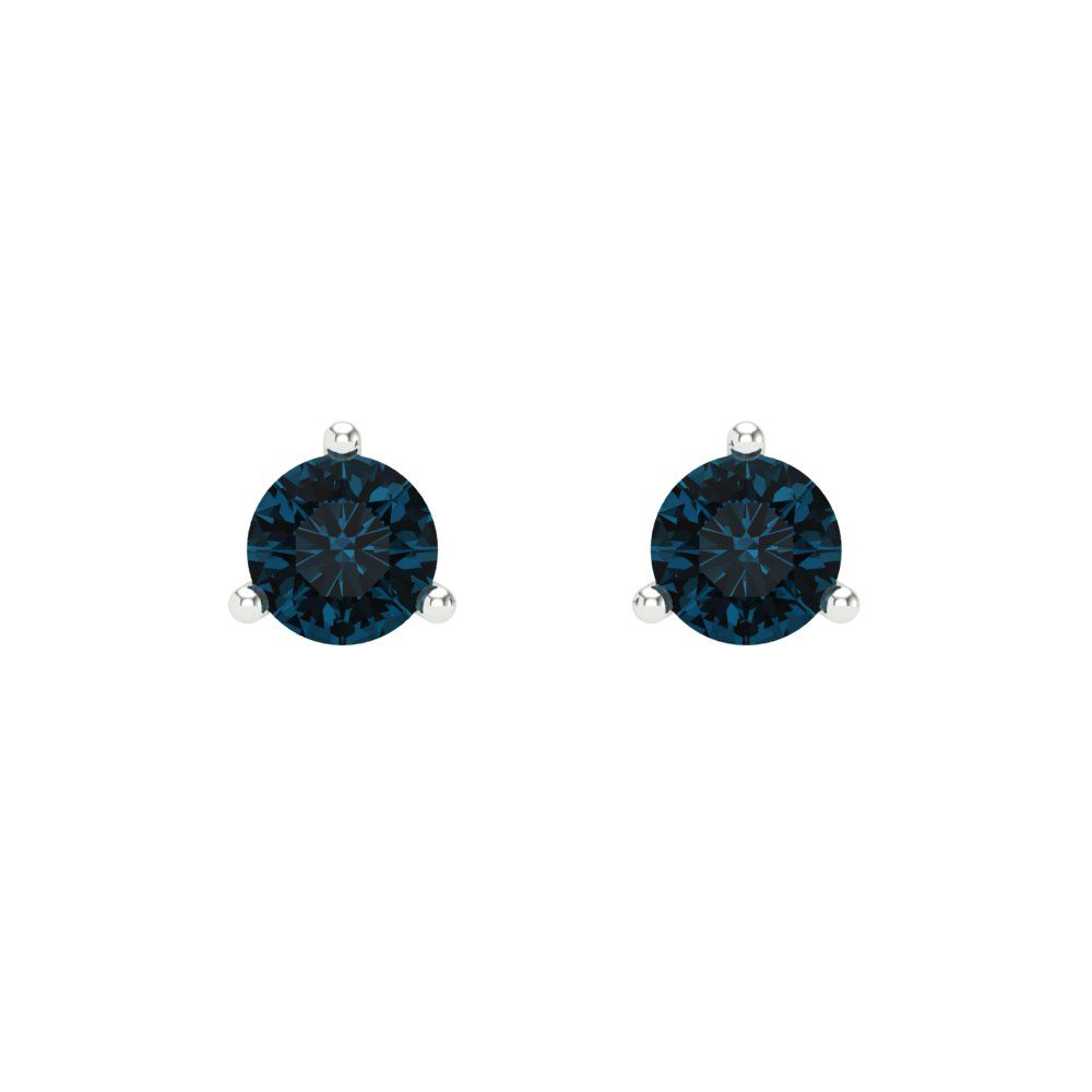 0.5 ctw London Blue Topaz Studs Earrings | 4.0mm Round Cut White Gold Screw back | December Birthstone