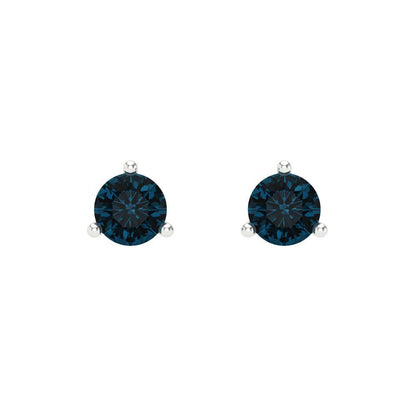 0.5 ctw London Blue Topaz Studs Earrings | 4.0mm Round Cut White Gold Screw back | December Birthstone