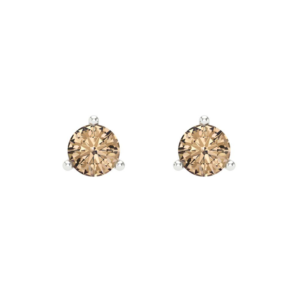 0.5 ctw Yellow Moissanite Studs Earrings | 4.0mm Round Cut White Gold Screw back | April Birthstone