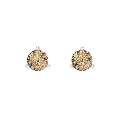0.5 ctw Yellow Moissanite Studs Earrings | 4.0mm Round Cut White Gold Screw back | April Birthstone