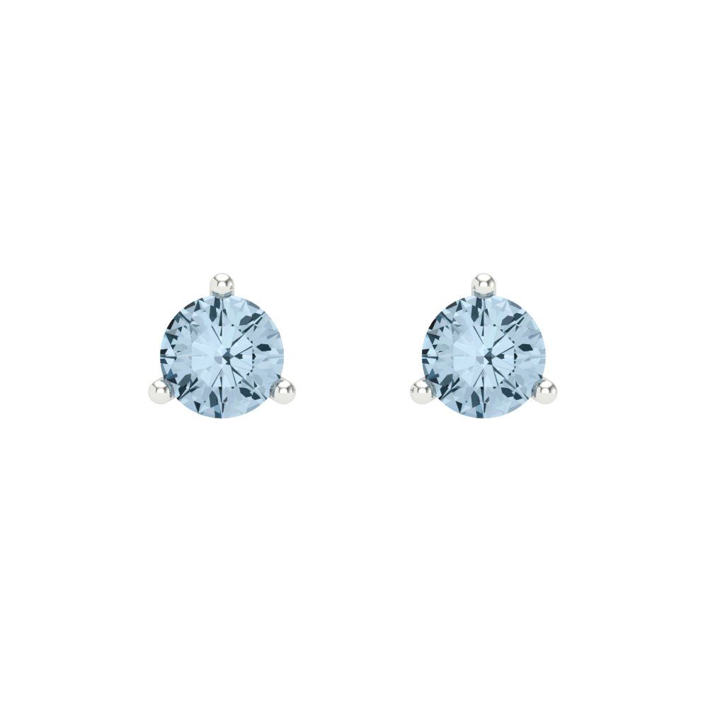 0.5 ctw Swiss Blue Topaz Studs Earrings | 4.0mm Round Cut White Gold Screw back | December Birthstone