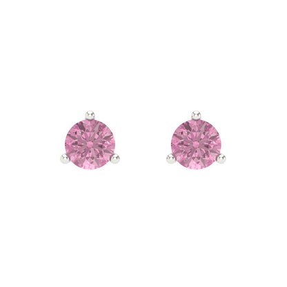 0.5 ctw Pink Zirconia Studs Earrings | 4.0mm Round Cut White Gold Screw back | April Birthstone