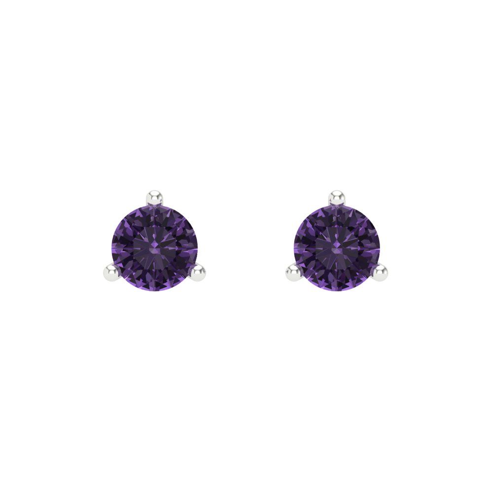 0.5 ctw Alexandrite Studs Earrings | 4.0mm Round Cut White Gold Screw back | June Birthstone