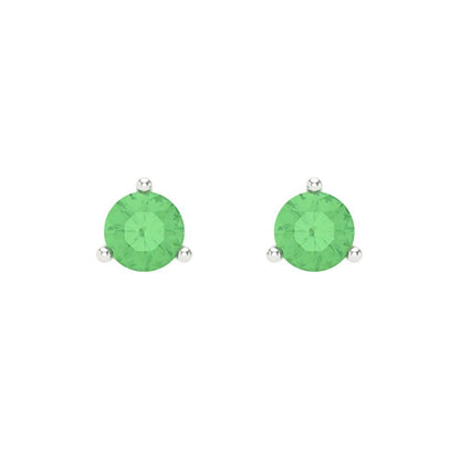 0.5 ctw Green Zirconia Studs Earrings | 4.0mm Round Cut White Gold Screw back | April Birthstone