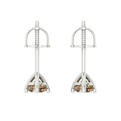 0.5 ctw Champagne Studs Earrings | 4.0mm Round Cut White Gold Screw back | April Birthstone