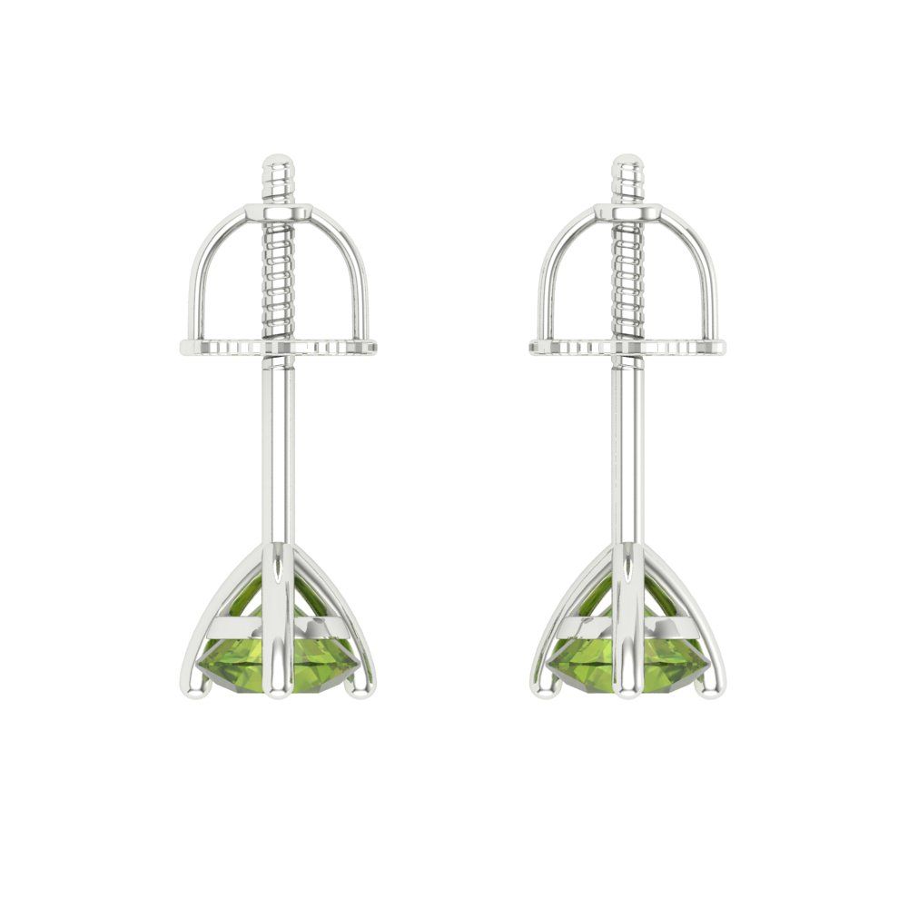 0.5 ctw Peridot Studs Earrings | 4.0mm Round Cut White Gold Screw back | August Birthstone
