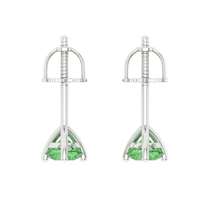 0.5 ctw Green Zirconia Studs Earrings | 4.0mm Round Cut White Gold Screw back | April Birthstone