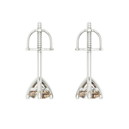 0.5 ctw Yellow Moissanite Studs Earrings | 4.0mm Round Cut White Gold Screw back | April Birthstone