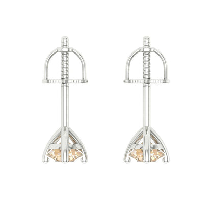 0.5 ctw Morganite Studs Earrings | 4.0mm Round Cut White Gold Screw back | February Birthstone