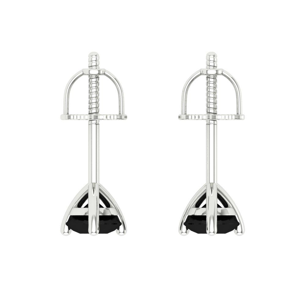 0.5 ctw Onyx Studs Earrings | 4.0mm Round Cut White Gold Screw back | July Birthstone