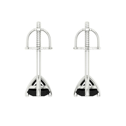 0.5 ctw Onyx Studs Earrings | 4.0mm Round Cut White Gold Screw back | July Birthstone