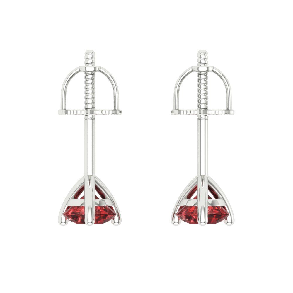 0.5 ctw Garnet Studs Earrings | 4.0mm Round Cut White Gold Screw back | January Birthstone