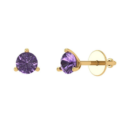 0.5 ctw Alexandrite Studs Earrings | 4.0mm Round Cut White Gold Screw back | June Birthstone