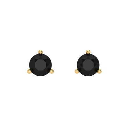 0.5 ctw Onyx Studs Earrings | 4.0mm Round Cut White Gold Screw back | July Birthstone