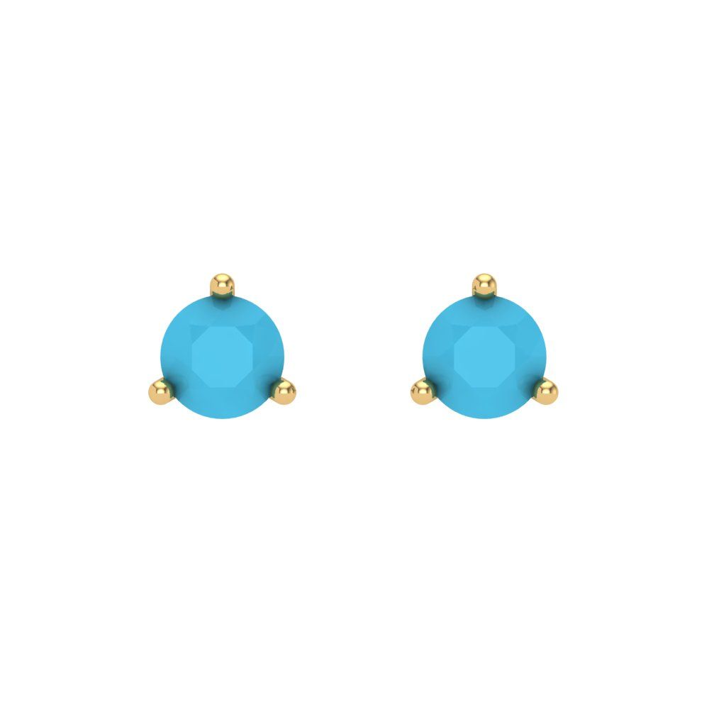 0.5 ctw Turquoise Studs Earrings | 4.0mm Round Cut White Gold Screw back | December Birthstone