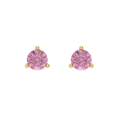 0.5 ctw Pink Zirconia Studs Earrings | 4.0mm Round Cut White Gold Screw back | April Birthstone
