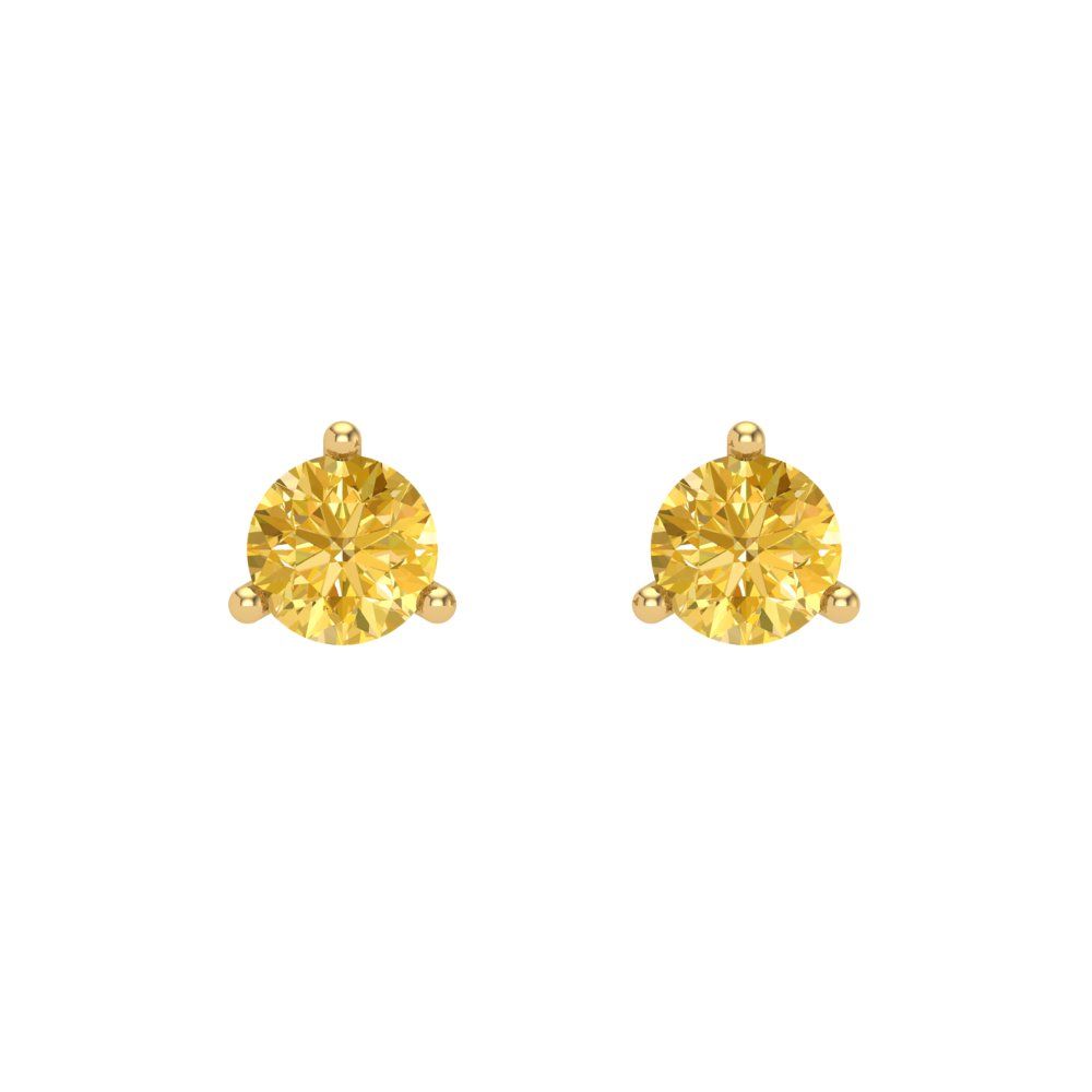 0.5 ctw Citrine Studs Earrings | 4.0mm Round Cut White Gold Screw back | November Birthstone