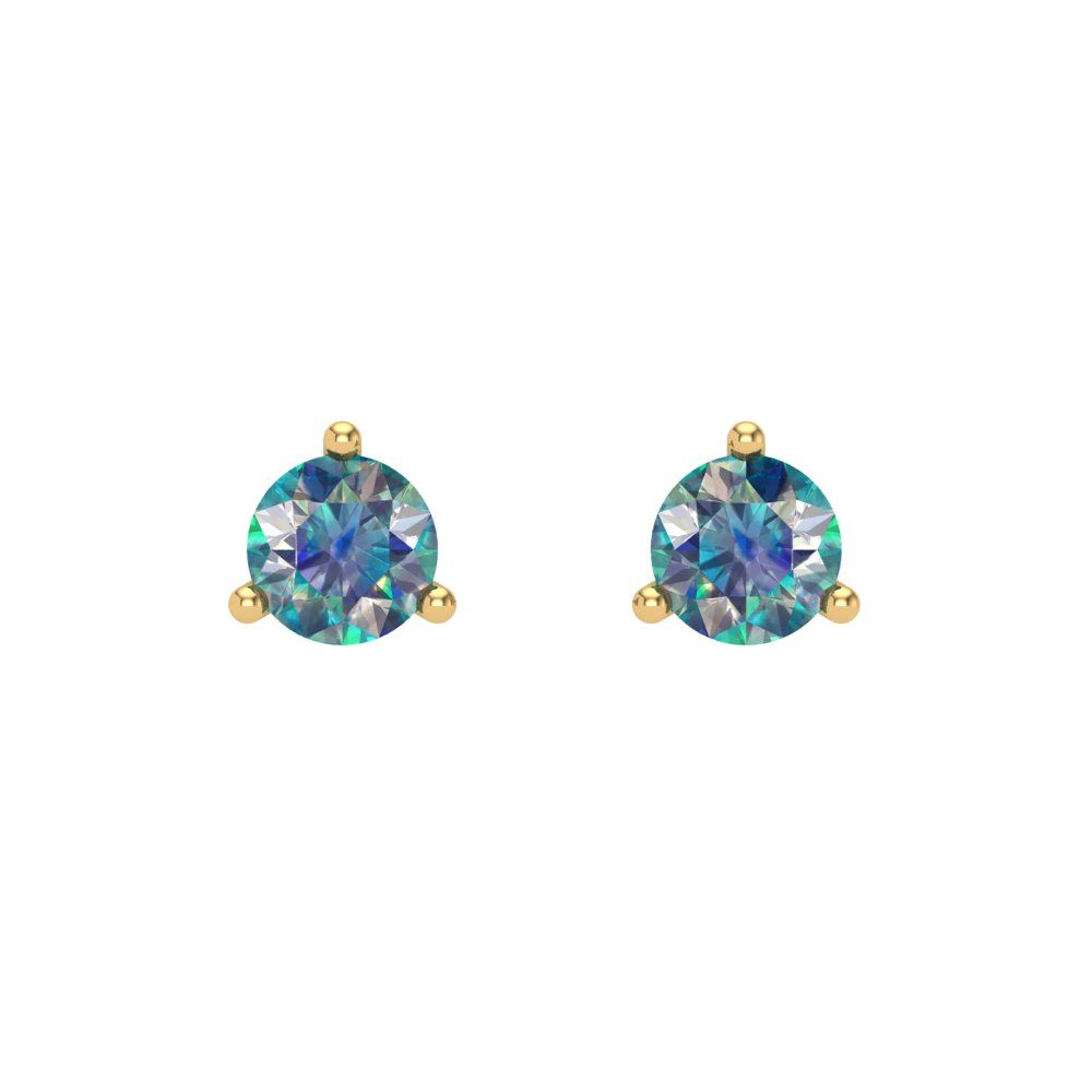 0.5 ctw Blue Moissanite Studs Earrings | 4.0mm Round Cut White Gold Screw back | April Birthstone