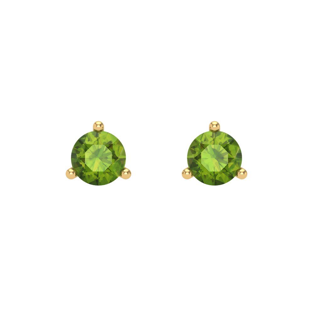 0.5 ctw Peridot Studs Earrings | 4.0mm Round Cut White Gold Screw back | August Birthstone